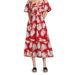 Karl Lagerfeld Red Floral Midi Dress